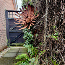 Load image into Gallery viewer, Large Rusty Metal Dahlia Garden Sculpture, Rustic Ornament (115 cm, 45 inches)