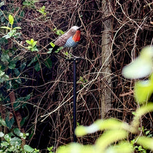 Load image into Gallery viewer, Handmade Robin on Pole Garden Sculpture, Metal Ornament – 130 cm Tall