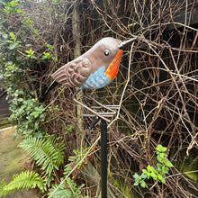 Load image into Gallery viewer, Handmade Robin on Pole Garden Sculpture, Metal Ornament – 130 cm Tall