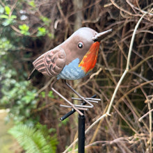 Load image into Gallery viewer, Handmade Robin on Pole Garden Sculpture, Metal Ornament – 130 cm Tall