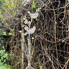 Load image into Gallery viewer, Large Rusty Metal Garden Ornament with Golden Accents – Bird Design Garden Stake (162 cm)