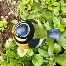 Load image into Gallery viewer, Ceramic Blue Tit Garden Ornament, Metal Stake (25 cm)