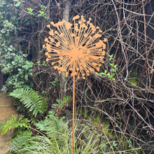 Load image into Gallery viewer, Large Metal Dandelion Garden Sculpture – Rustic Brown Outdoor Ornament (120 cm)