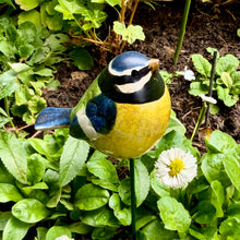 Load image into Gallery viewer, Ceramic Blue Tit Garden Ornament, Metal Stake (25 cm)