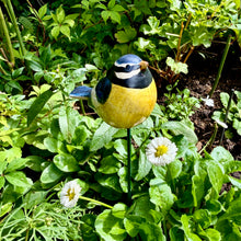 Load image into Gallery viewer, Ceramic Blue Tit Garden Ornament, Metal Stake (25 cm)