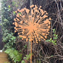 Load image into Gallery viewer, Large Metal Dandelion Garden Sculpture – Rustic Brown Outdoor Ornament (120 cm)