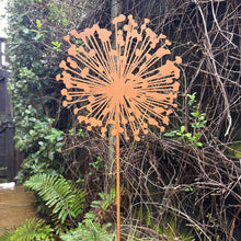 Load image into Gallery viewer, Large Metal Dandelion Garden Sculpture – Rustic Brown Outdoor Ornament (120 cm)