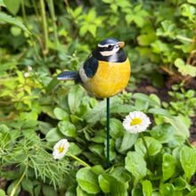 Load image into Gallery viewer, Ceramic Blue Tit Garden Ornament, Metal Stake (25 cm)