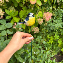 Load image into Gallery viewer, Ceramic Blue Tit Garden Ornament, Metal Stake (25 cm)