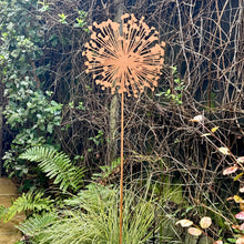 Load image into Gallery viewer, Large Metal Dandelion Garden Sculpture – Rustic Brown Outdoor Ornament (120 cm)