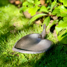 Load image into Gallery viewer, Small Cast Iron Heart Shaped Bird Bath with 3D Bird