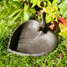 Load image into Gallery viewer, Small Cast Iron Heart Shaped Bird Bath with 3D Bird