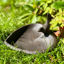 Load image into Gallery viewer, Small Cast Iron Heart Shaped Bird Bath with 3D Bird