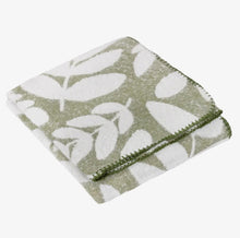 Load image into Gallery viewer, Hazel Woven Throw – Olive Green Leaf Pattern Blanket