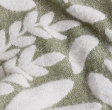Load image into Gallery viewer, Hazel Woven Throw – Olive Green Leaf Pattern Blanket