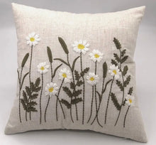 Load image into Gallery viewer, Hand-Embroidered Daisy Cushion Cover