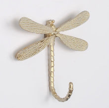 Load image into Gallery viewer, Golden Dragonfly Wall Hook – Nature-Inspired Home Decor