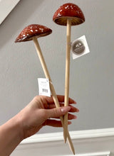 Load image into Gallery viewer, Set of 2 Ceramic Mushroom Garden Sculptures, Rustic Ornaments (30 cm / 1 ft Tall)