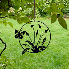 Load image into Gallery viewer, Metal Dandelion &amp; Butterfly Hanging Garden Ornament (13 cm)