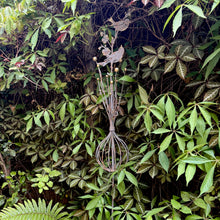 Load image into Gallery viewer, Large Rusty Metal Garden Ornament with Golden Accents – Bird Design Garden Stake (162 cm)