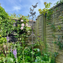 Load image into Gallery viewer, Large Rusty Metal Garden Ornament with Golden Accents – Bird Design Garden Stake (162 cm)