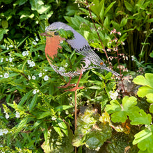 Load image into Gallery viewer, Metal Robin Garden Ornament on Stake - Rustic Garden Decoration (42 cm)