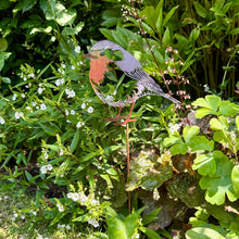 Load image into Gallery viewer, Metal Robin Garden Ornament on Stake - Rustic Garden Decoration (42 cm)