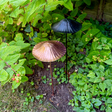 Load image into Gallery viewer, Set of 2 Recycled Metal Mushroom Garden Ornaments (40 cm)