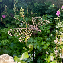 Load image into Gallery viewer, Metal Dragonfly Garden Ornament on Stake – Rustic Outdoor Decoration (90 cm)