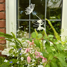 Load image into Gallery viewer, White Metal Fairy Garden Ornament – Decorative Garden Stake (55 cm)