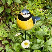 Load image into Gallery viewer, Ceramic Blue Tit Garden Ornament, Metal Stake (25 cm)