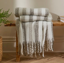 Load image into Gallery viewer, Beechwood Woven Stripe Throw Blanket – Super Soft &amp; Cosy