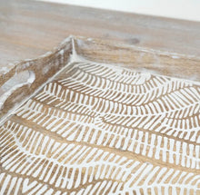 Load image into Gallery viewer, Whitewashed Rectangular Fern Leaf Wooden Tray