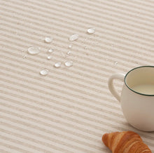 Load image into Gallery viewer, Large Beige Striped Organic Cotton Tablecloth – 140 x 300 cm